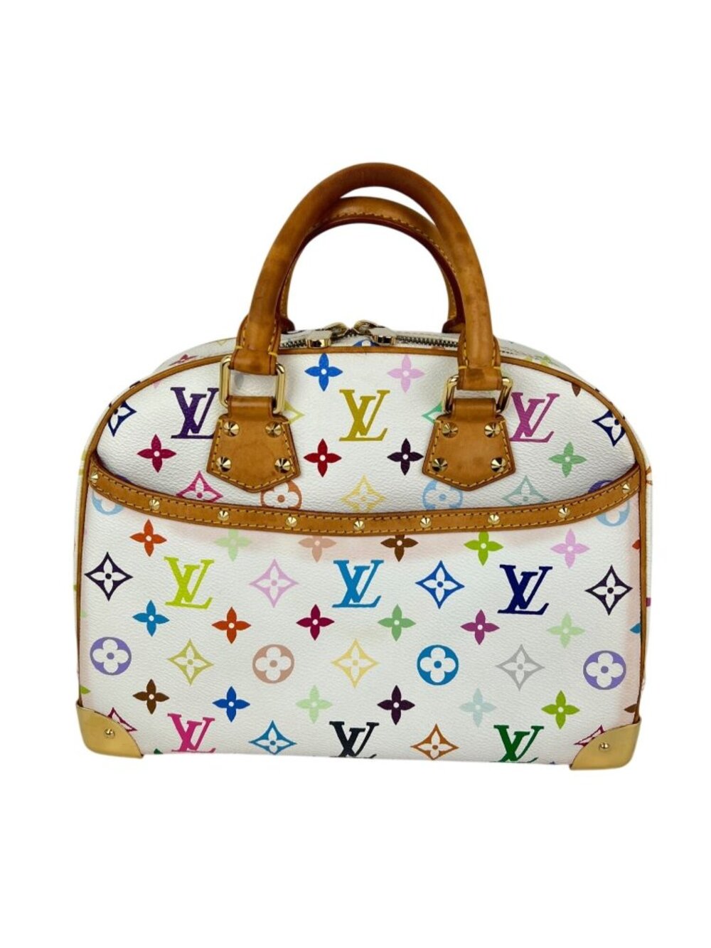 Louis Vuitton Trouville White Monogram Multicolor Hand Bag Vintage